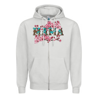 Dove Grey mama with cherry blossoms Zipper Hoodie - Artiststas