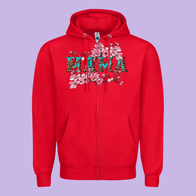 Mama With Cherry Blossoms Zipper Hoodie Designed By Artiststas