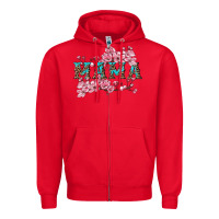 Red mama with cherry blossoms Zipper Hoodie - Artiststas