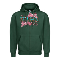 Sports Green mama with cherry blossoms Zipper Hoodie - Artiststas