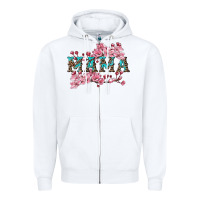 White mama with cherry blossoms Zipper Hoodie - Artiststas