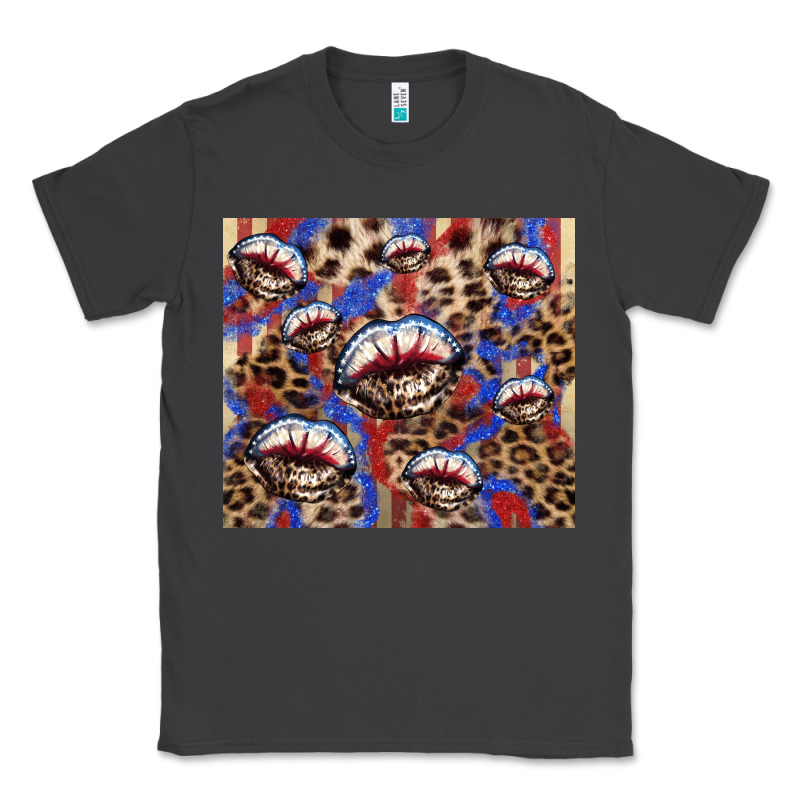 American Flag Lips Leopard  Tumbler Classic Tee by HowdyJamesFarm | Teevron