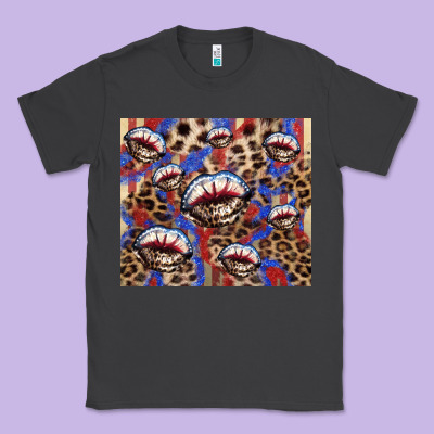 American Flag Lips Leopard  Tumbler Classic Tee Designed By Howdyjamesfarm