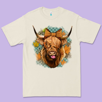 Fall Highland Cow Premium Tee Designed By Jasminsmagicworld