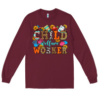 Burgundy child welfare worker Long Sleeve Tee - OliviaCreatesArt