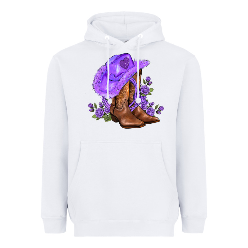 Purple Cowgirl  And Roses Heavyweight Hoodie by AdoDesignShop | Teevron