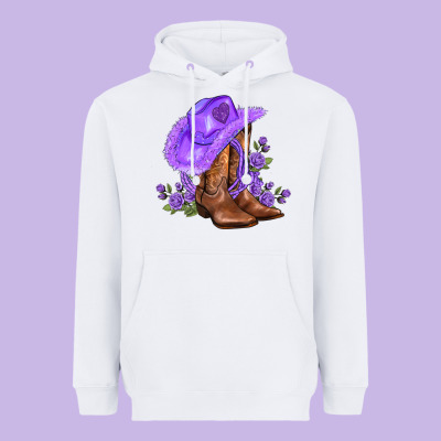 Purple Cowgirl  And Roses Heavyweight Hoodie Designed By Adodesignshop