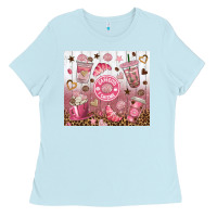 Baby Blue cafecito y chisme with leopard tumbler tbs Ladies Tee - TumblerDesignByShophia