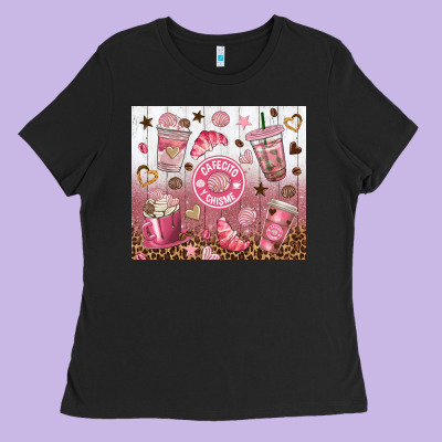 Cafecito Y Chisme With Leopard Tumbler Tbs Ladies Tee Designed By Tumblerdesignbyshophia