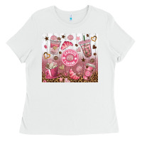 White cafecito y chisme with leopard tumbler tbs Ladies Tee - TumblerDesignByShophia