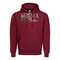 Burgundy mama bear with mama and baby Zipper Hoodie - Artiststas