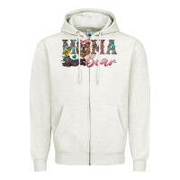 Oatmeal Heather mama bear with mama and baby Zipper Hoodie - Artiststas