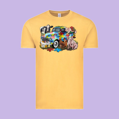 Autism Truck With Farm Animals Vintage Tee Designed By Cowgirlartshop