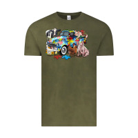 Vintage Olive Autism truck with farm animals Vintage Tee - CowGirlArtShop