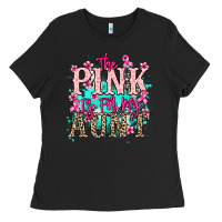 Black The pink is for my Aunt Cancer Awareness Ladies Tee - HowdyJamesFarm