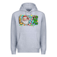 Heather Grey Love Santa Premium Hoodie - CowhideDigitalArt