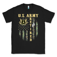 Black US ARMY Retired  Distressed American Flag Patriotic Classic Tee - longCreatives