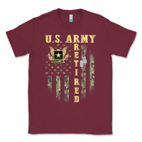 Burgundy US ARMY Retired  Distressed American Flag Patriotic Classic Tee - longCreatives