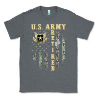 Charcoal Heather US ARMY Retired  Distressed American Flag Patriotic Classic Tee - longCreatives