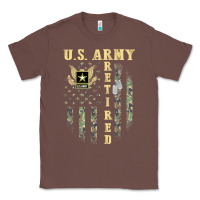 Chestnut US ARMY Retired  Distressed American Flag Patriotic Classic Tee - longCreatives