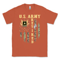 Copper US ARMY Retired  Distressed American Flag Patriotic Classic Tee - longCreatives
