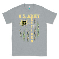 Heather Grey US ARMY Retired  Distressed American Flag Patriotic Classic Tee - longCreatives