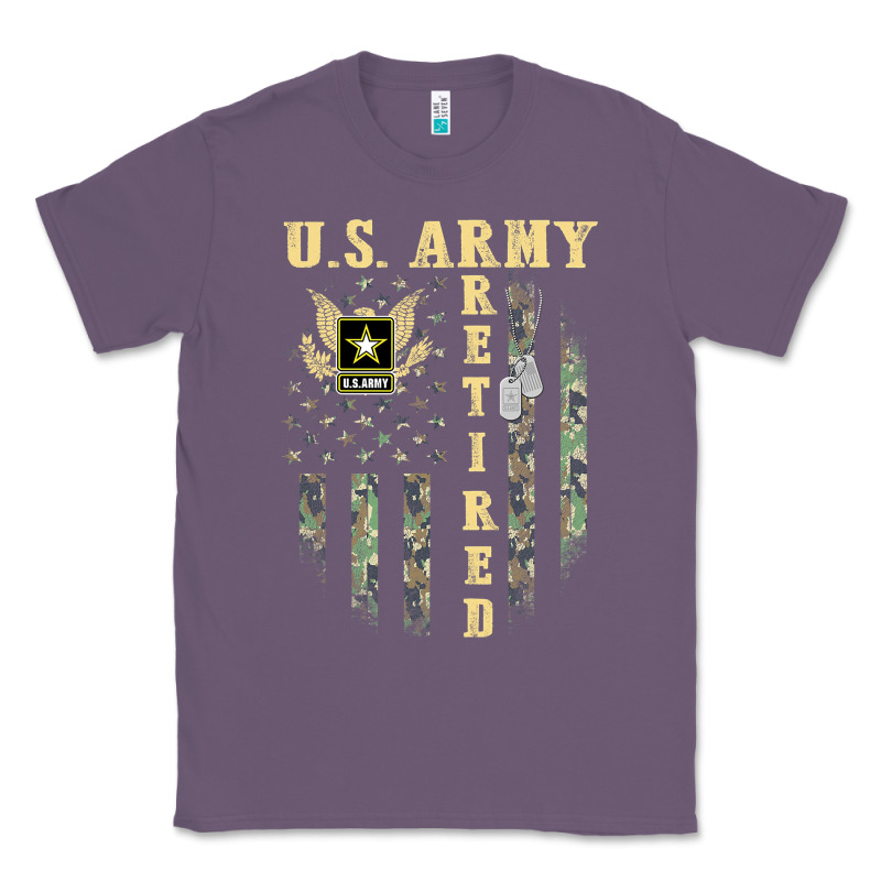Us Army Retired  Distressed American Flag Patriotic Classic Tee by longCreatives | Teevron