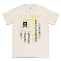 Natural US ARMY Retired  Distressed American Flag Patriotic Classic Tee - longCreatives