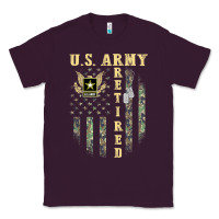 Plum US ARMY Retired  Distressed American Flag Patriotic Classic Tee - longCreatives
