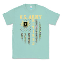 Seafoam US ARMY Retired  Distressed American Flag Patriotic Classic Tee - longCreatives