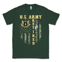 Sports Green US ARMY Retired  Distressed American Flag Patriotic Classic Tee - longCreatives
