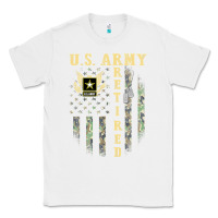 White US ARMY Retired  Distressed American Flag Patriotic Classic Tee - longCreatives