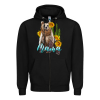Black mama bear with sunflowers and cactus Zipper Hoodie - Artiststas