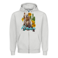 Dove Grey mama bear with sunflowers and cactus Zipper Hoodie - Artiststas