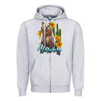 Heather Grey mama bear with sunflowers and cactus Zipper Hoodie - Artiststas