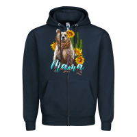 Navy mama bear with sunflowers and cactus Zipper Hoodie - Artiststas