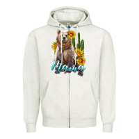 Oatmeal Heather mama bear with sunflowers and cactus Zipper Hoodie - Artiststas