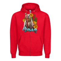 Red mama bear with sunflowers and cactus Zipper Hoodie - Artiststas