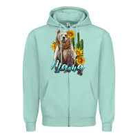 Seafoam mama bear with sunflowers and cactus Zipper Hoodie - Artiststas