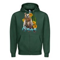 Sports Green mama bear with sunflowers and cactus Zipper Hoodie - Artiststas