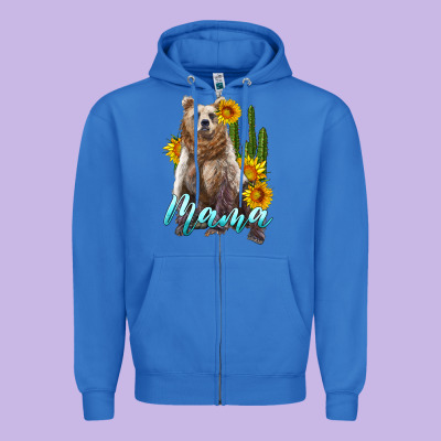 Mama Bear With Sunflowers And Cactus Zipper Hoodie Designed By Artiststas