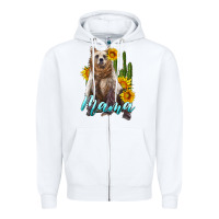 White mama bear with sunflowers and cactus Zipper Hoodie - Artiststas