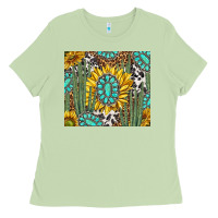 Matcha western cactus with sunflowers and turquoise tumbler tbs Ladies Tee - TumblerDesignByShophia