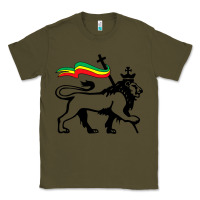 Army Green Rasta Lion of Judah Rastafarian Reggae Lion and Christian Classic Tee - longCreatives