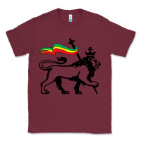 Burgundy Rasta Lion of Judah Rastafarian Reggae Lion and Christian Classic Tee - longCreatives