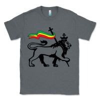Charcoal Heather Rasta Lion of Judah Rastafarian Reggae Lion and Christian Classic Tee - longCreatives
