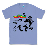 Colony Blue Rasta Lion of Judah Rastafarian Reggae Lion and Christian Classic Tee - longCreatives