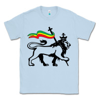 Dusty Blue Rasta Lion of Judah Rastafarian Reggae Lion and Christian Classic Tee - longCreatives