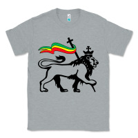 Heather Grey Rasta Lion of Judah Rastafarian Reggae Lion and Christian Classic Tee - longCreatives