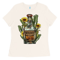 Bone Western whiskey bottle Ladies Tee - HowdyJamesFarm